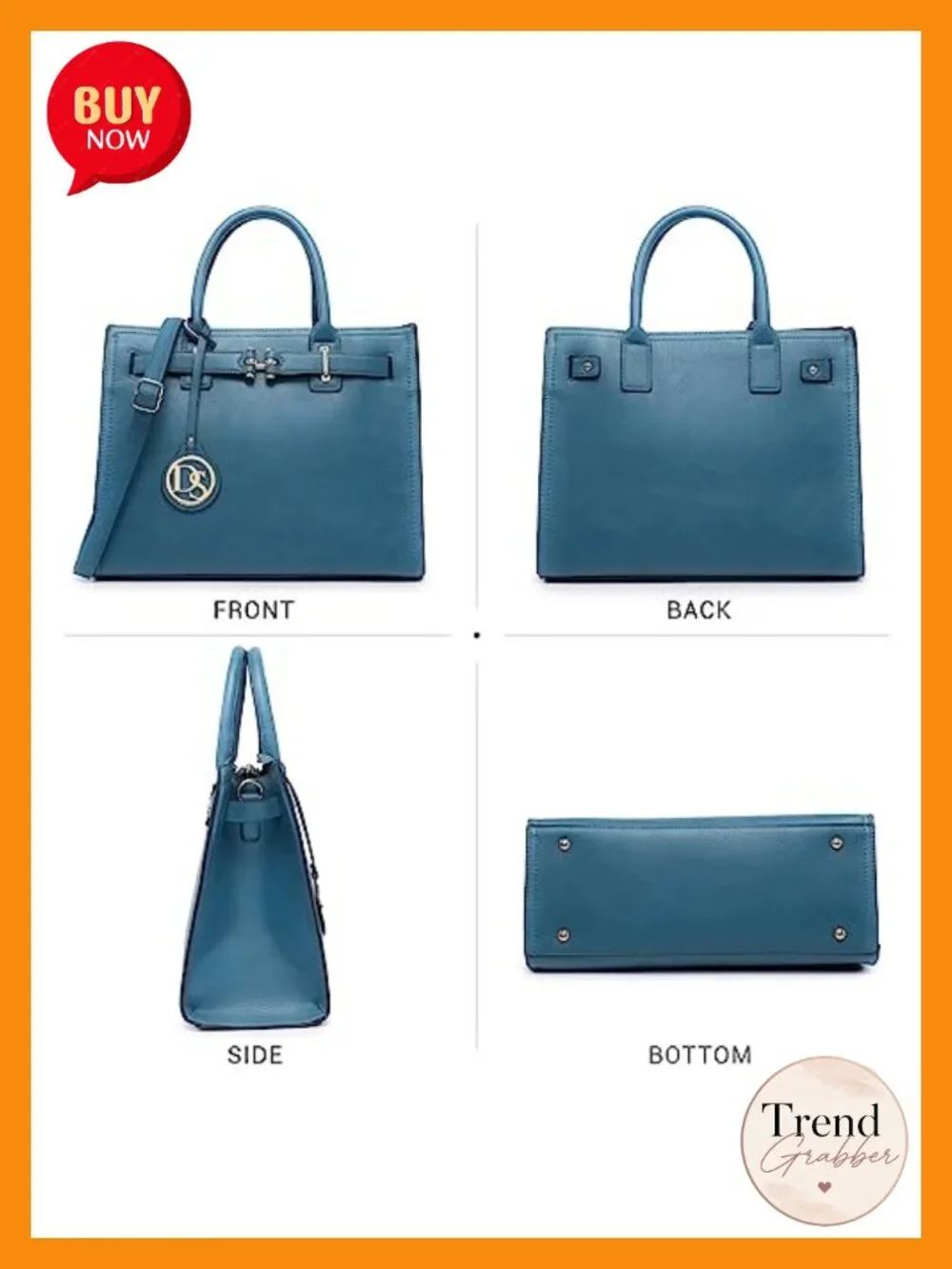 Faux Leather Pebbled Vegan Satchel Top-handle Work Tote Shoulder Bag with